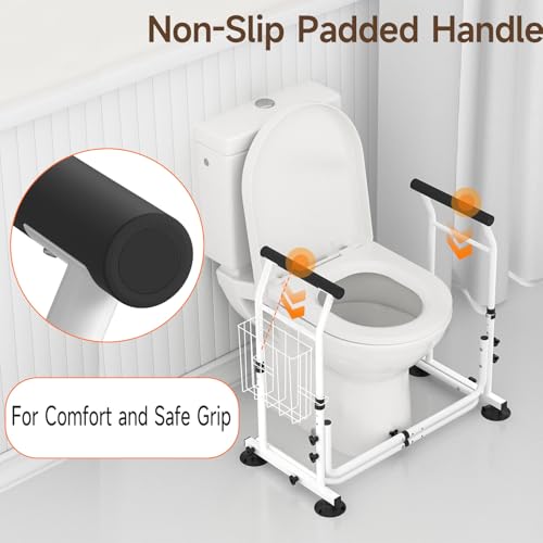 Toilet Safety Rails for Seniors with Arms, Adjustable Width and Height, 350lbs O62717