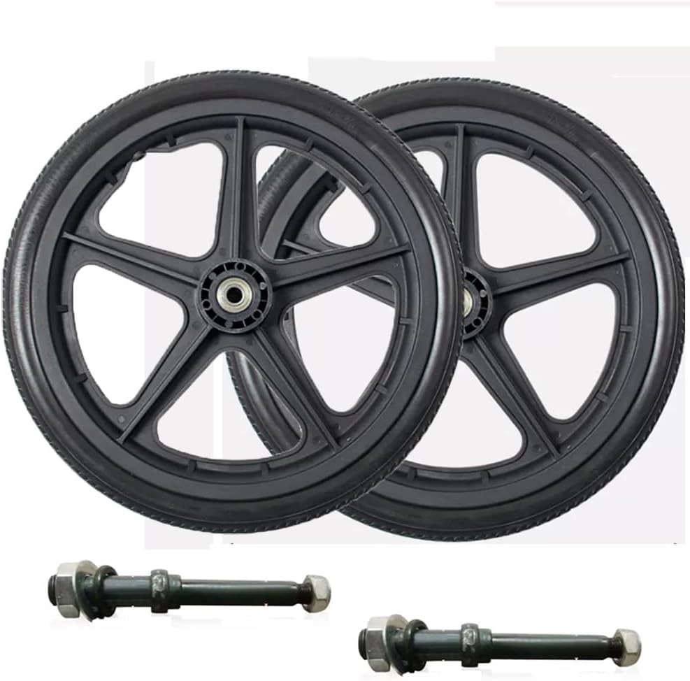 16Inch Wheelchair Replacement Wheels, Wheelchair Rear Wheel with 12mm Bearings, Wheelchair Wheels Replacement Non-Inflatable, Non-Slip,1 Pair