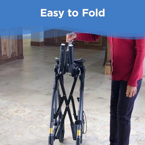 Journey UPWalker Standard – Lightweight Adjustable Upright Rollator Walker with Seat X21118
