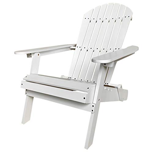 Adirondack Chair Lawn Chair Folding Adirondack Chair Patio Chairs Outdoor Chairs Patio Seating Fire Pit Chairs Wood Chairs for Adults Yard Garden w/Natural Finish (White)