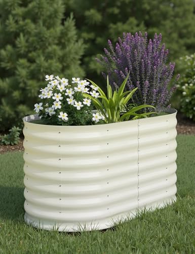 4x2x2Ft Oval Galvanized Steel Raised Garden Bed - Outdoor Metal Planter Box for Vegetables, Flowers, Herbs L43315