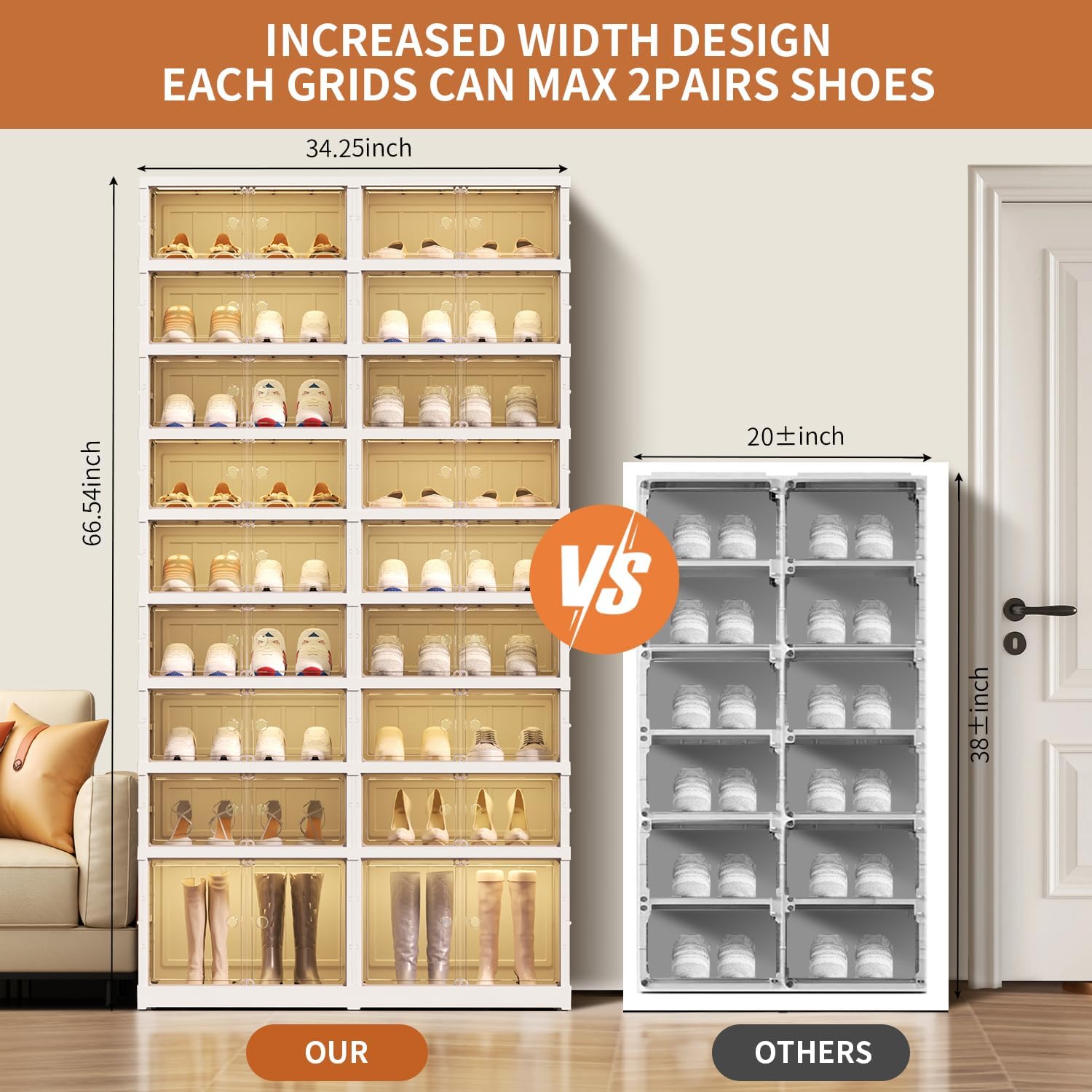 9 Tier Foldable Shoe Rack Organizer for Closet, 18-36 Pairs H289757