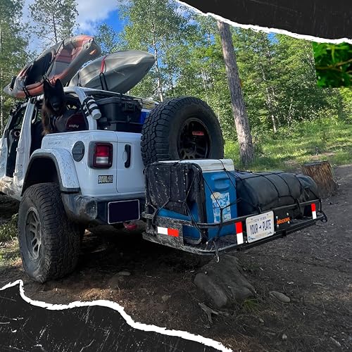 Mockins 60"x20"x6" Folding Trailer Hitch Cargo Carrier with Waterproof Bag R842