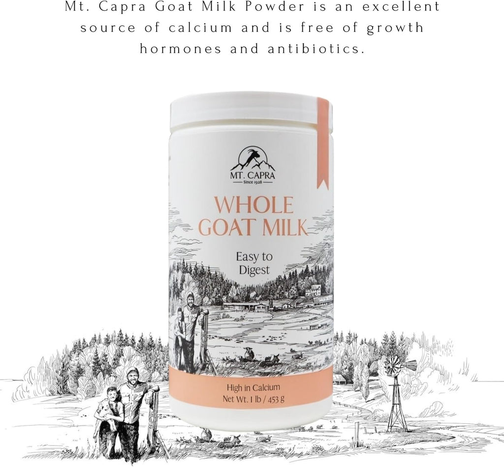 Mt. Capra Whole Goat Milk Powder, Non-GMO Grass-Fed, Creamy, 1 lb Y970