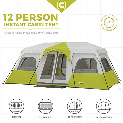 CORE Instant Cabin Tents 6 Person Family Pop Up Camping Tent R26561