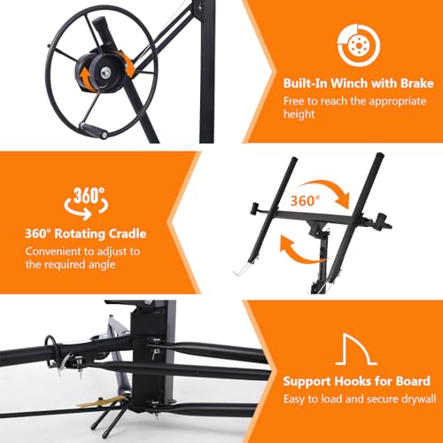 Drywall Lift 11FT, 150LBS Heavy Duty Panel Hoist, 360° Adjustable V716