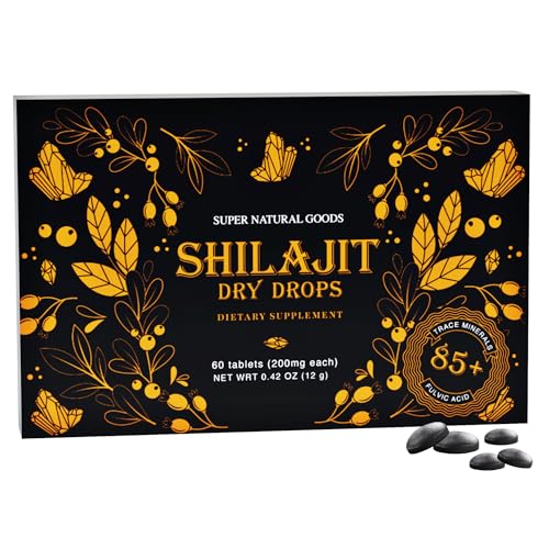 Pure Shilajit Resin Dry Drops - High Potency, Grade A, 100% Pure & Natural with Fulvic Acid & 85+ Trace Minerals for Better Energy Metabolism & Immune Support | 60 Easy-To-Take Tablets for Men & Women