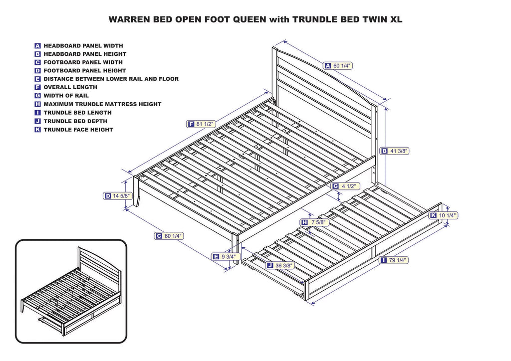 AFI Warren 14" Queen Wood Platform Bed Frame with Trundle, Espresso L43942