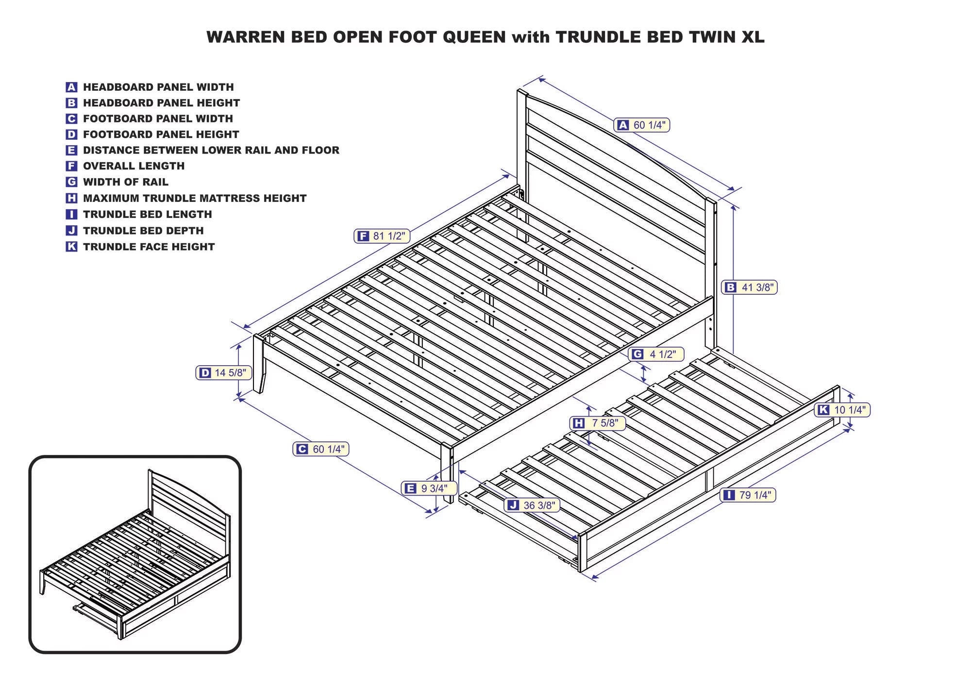 AFI Warren 14" Queen Wood Platform Bed Frame with Trundle, Espresso L43942