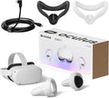 Oculus Newest Quest 2 VR Headset 128GB Set, White - Advanced All-in-One Virtual Reality Headset Cover Set, 16ft USB Type-C Link Cable + 2 Silicone Face Cover Bundle