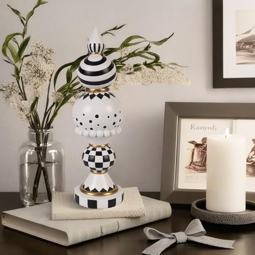 Black and White Checkered Snowman Christmas Decorations Indoor W584