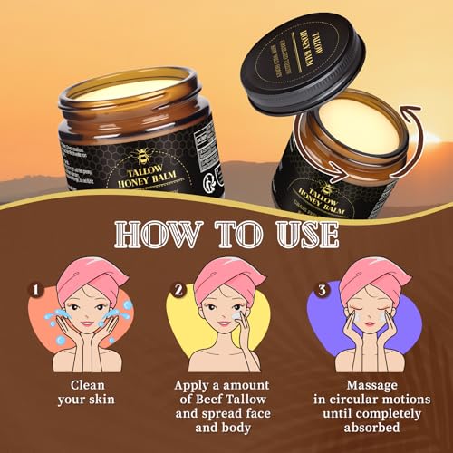 Beef Tallow and Honey Balm for Face and Body, Organic Grass-Fed, 120g B486324