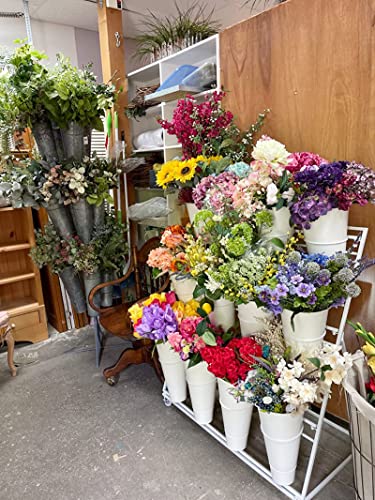 3 Layer Metal Flower Display Stand with White Buckets J638089