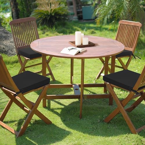 Outdoor Chair Cushions Set of 4, Waterproof Patio Seat Cushions with Ties, Black A5741