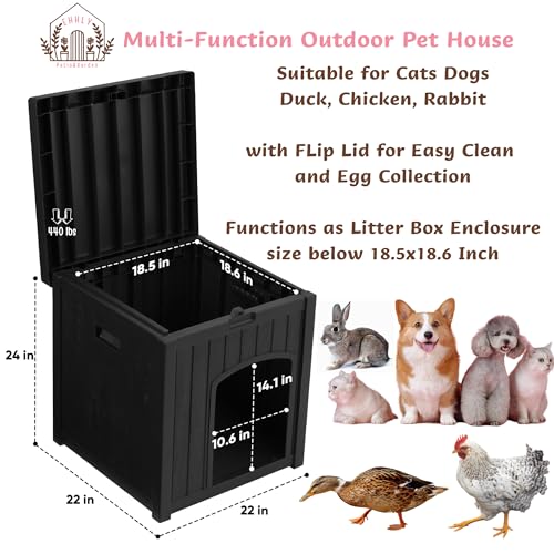 Outdoor Cat House for Winter Waterproof, Weatherproof Resin Plastic, White U5601
