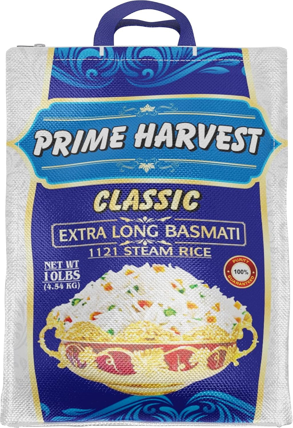 Prime Harvest Basmati Rice 10lbs Premium Classic - Extra Long Grain, 10-Pound rice bag, 1121 Steam Rice | Aged and Authentic | White