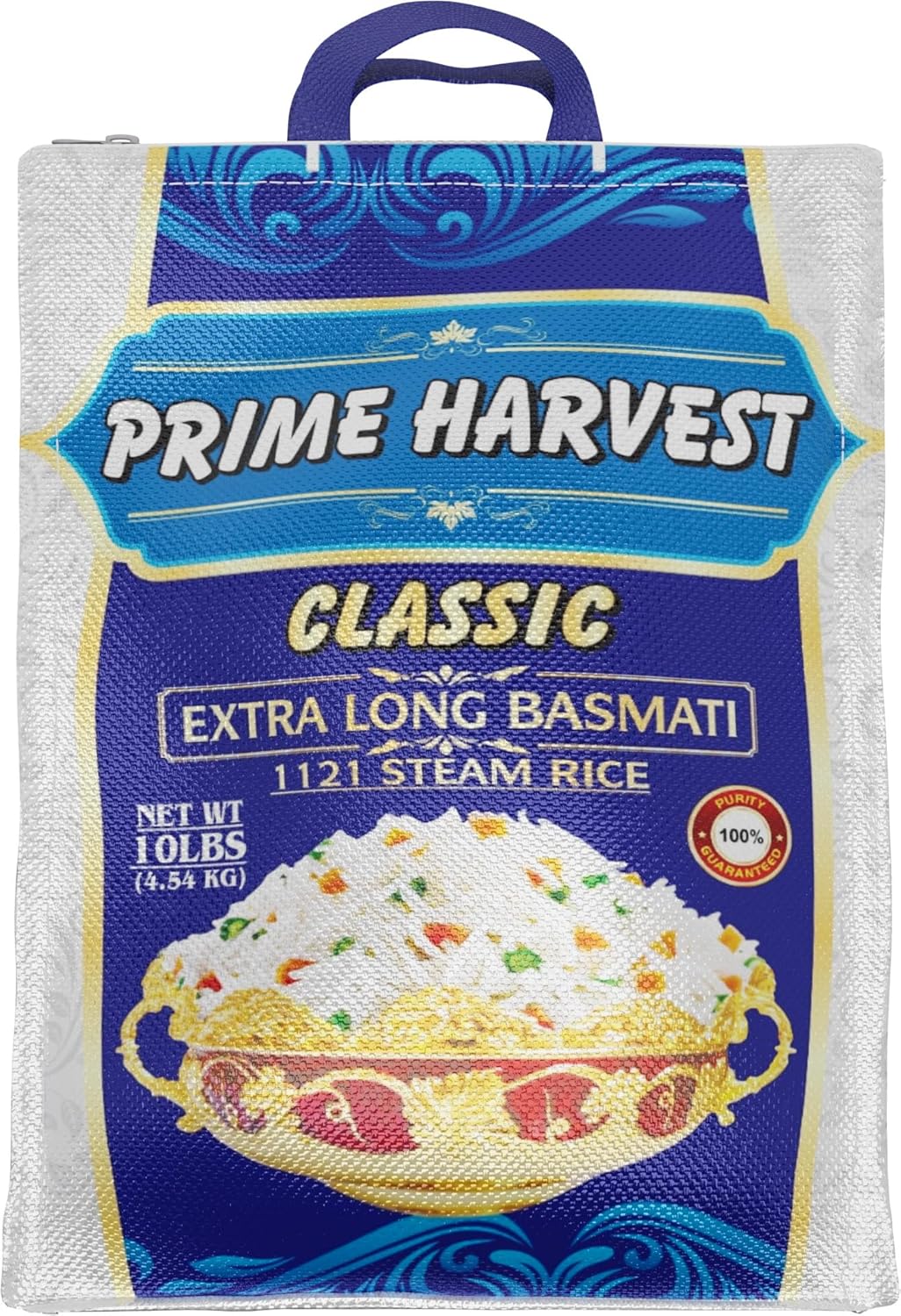 Prime Harvest Basmati Rice 10lbs Premium Classic - Extra Long Grain, 10-Pound rice bag, 1121 Steam Rice | Aged and Authentic | White