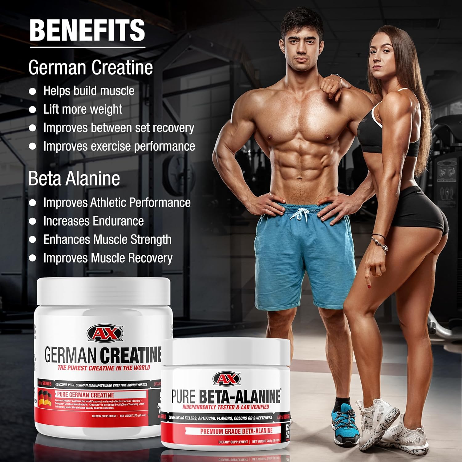 AX Pure Creapure Creatine Monohydrate 270g and Beta Alanine Powder 250g H249
