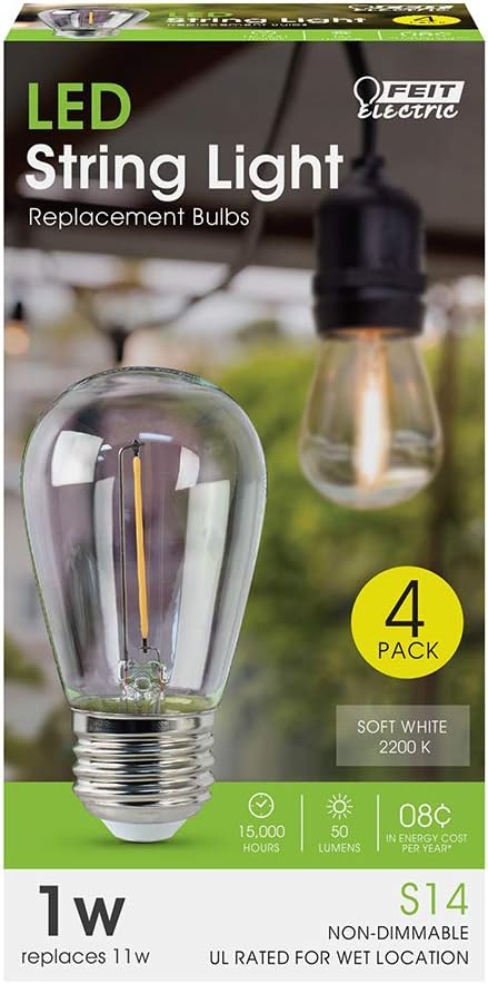 Feit Electric S14 LED Bulb, 4 Pack F6287