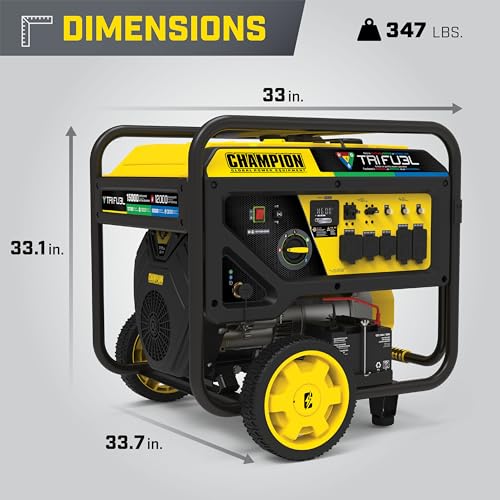Champion Power Equipment 5000-Watt Tri Fuel Portable Generator with CO Shield J398