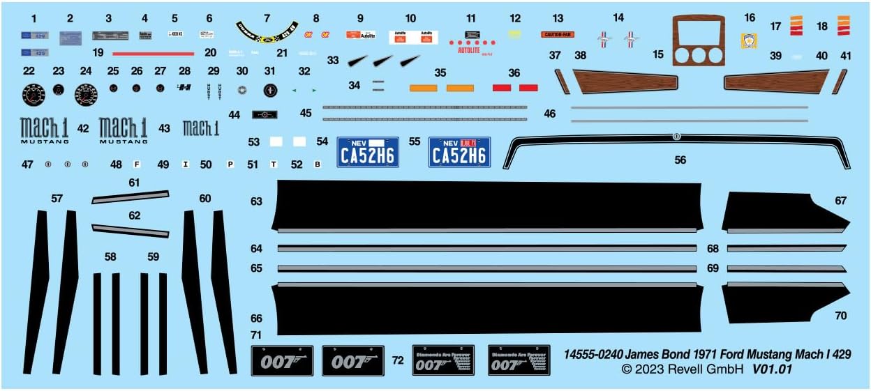 Revell Level 4 Model Kit 1971 Ford Mustang Mach 1 James Bond 007 1/25 Scale Z705