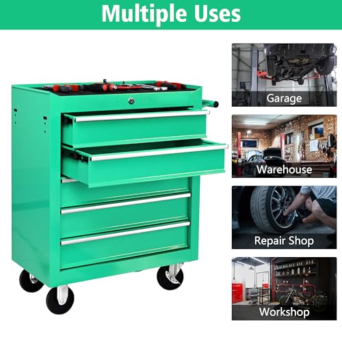 5-Drawer Rolling Tool Chest with Brake Casters, Black E95317