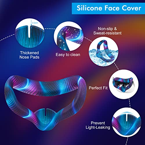 Relohas VR Accessories for Meta Quest 2, Silicone Set with Controller Grips and Face Cover M562331
