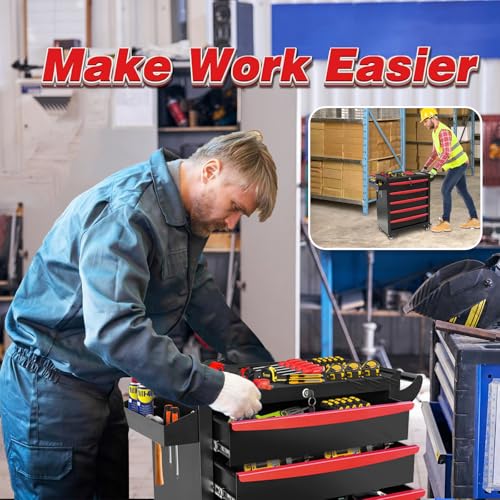 Rolling Tool Chest, Metal Tool Box with 5 Drawers, Lockable Garage Storage Cabinet Q978