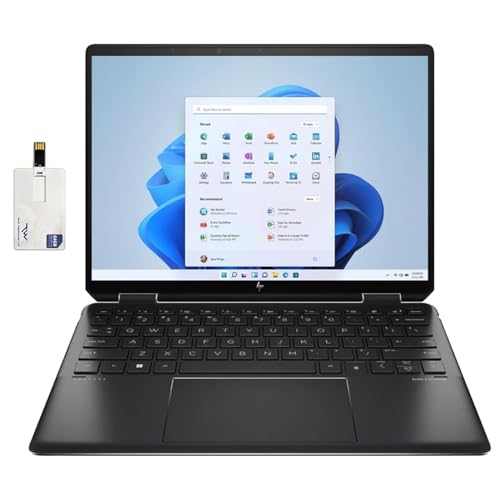 HP Spectre 14T x360 2-in-1 Laptop Intel i7-1355U 10 Cores,Win 11 Pro,13.5" 3:2 Touch,16GB RAM,512GB SSD,B&O Speakers, FPR, Tilt Pen,Nightfall, 64GB Tech Warehouse Flashdrive