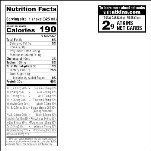 Atkins Creamy Milk Chocolate PLUS Protein Shake, 30g Protein, 12 Count E882