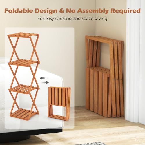 Giantex 4-Tier Foldable Wooden Plant Stand, No Assembly Required G68483
