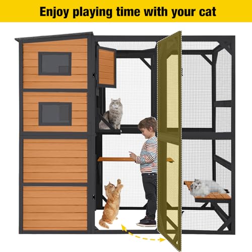 Aivituvin Large 4-Tier Catio Outdoor Indoor Cat Enclosure House with Weatherproof Roof W524