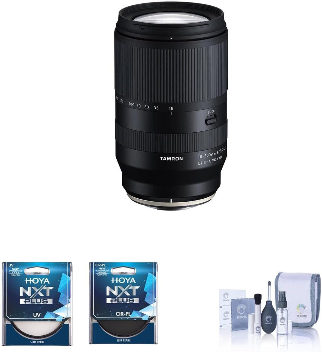 Tamron 18-300mm f/3.5-6.3 Di III-A VC VXD Lens for Fuji X Bundle with 67mm UV and CPL Filters, Cleaning Kit