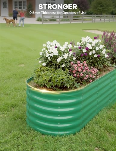 4x2x2Ft Oval Galvanized Steel Raised Garden Bed - Outdoor Metal Planter Box for Vegetables, Flowers, Herbs L43315