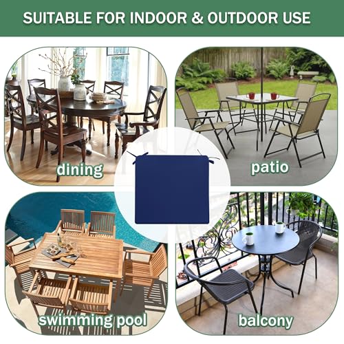 Outdoor Chair Cushions Set of 4, Waterproof Patio Seat Cushions with Ties, Black A5741