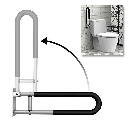 Toilet Grab Bar,24 Inch Stainless Steel Handicap Rail for Bathroom Shower Safety,Non-Slip Hand Grips for Disabled, Elderly, Handicapped, and Pregnant Women,Floor to Wall-Mounted Support Bar