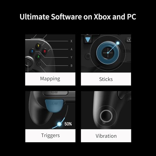 8bitdo Pro 2 Wired Controller for Xbox Series X|S, Xbox One, Windows 10/11, Black S143