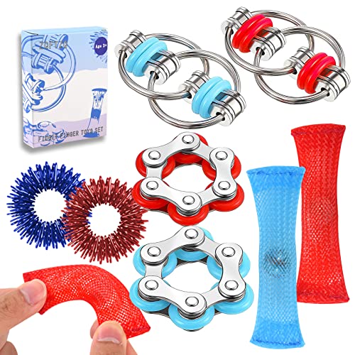 8Pcs Fidget Cube Toys Pack - Flippy Chain Fidget Spinner Galaxy Fidget Cube Slient Sensory Fidget Toys Set for Office Desk Adult Fidgets for Anxiety and Stress Cool Toys Christmas Toys