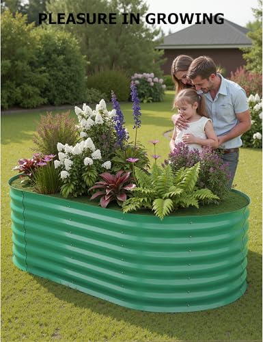 4x2x2Ft Oval Galvanized Steel Raised Garden Bed - Outdoor Metal Planter Box for Vegetables, Flowers, Herbs L43315
