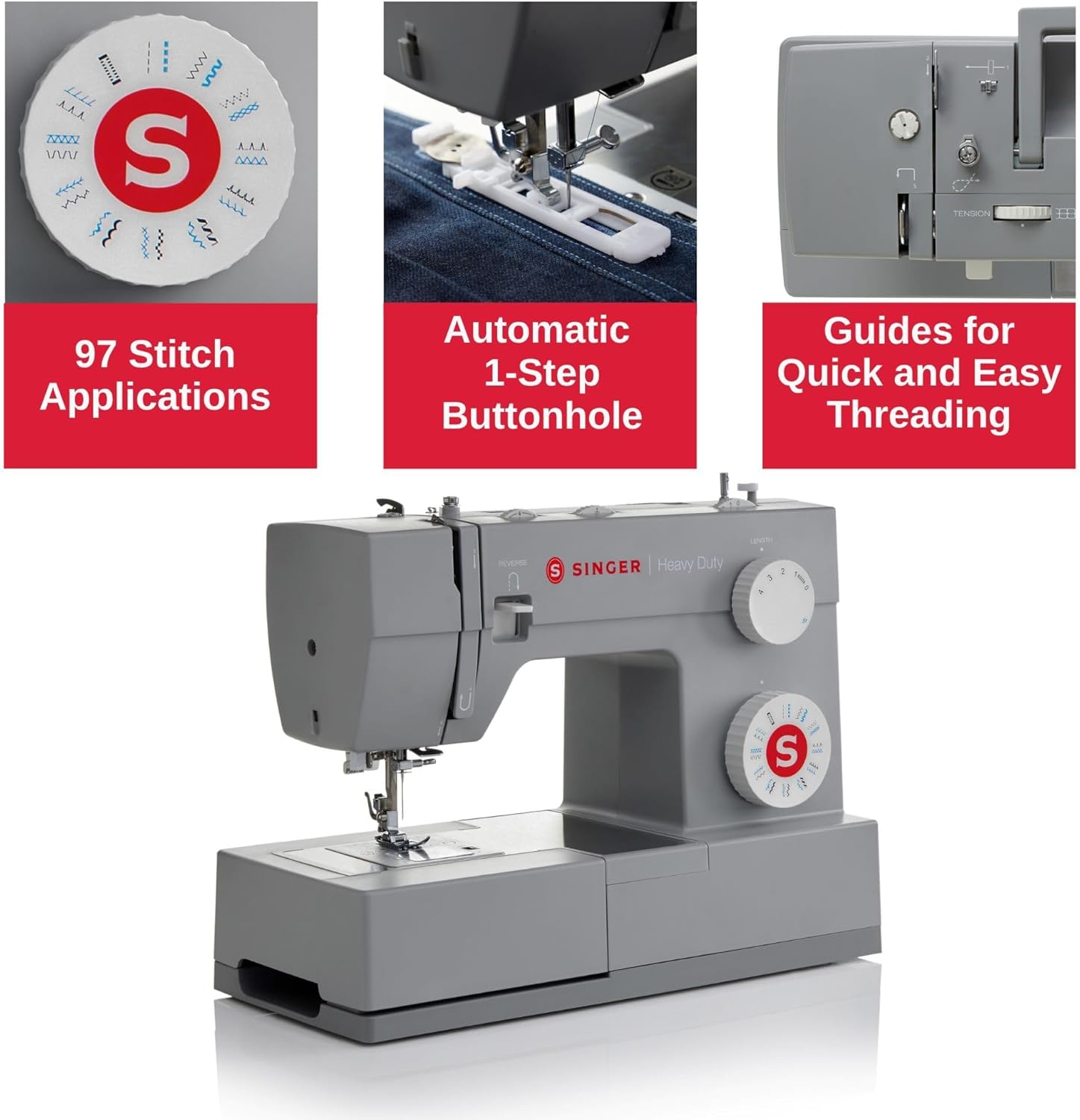 SINGER 4423 Heavy Duty Sewing Machine with Accessory Kit, 97 Stitch Applications P703