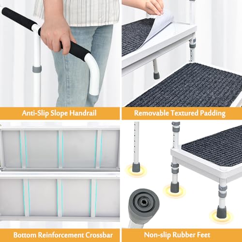 Bedside Step Stool with Handle for High Beds, Elderly Adults, 400lb Capacity R38892