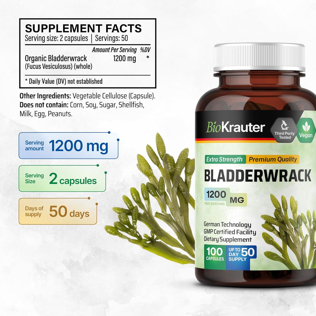 Bladderwrack Capsules 1200 mg, 100 Veggie Capsules T51095