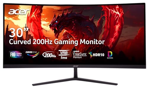 acer Nitro 31.5" FHD 1920 x 1080 1500R Curved PC Gaming Monitor | AMD FreeSync Premium | 240Hz Refresh | 1ms VRB | VESA Mountable | HDR10 | 1 x Display Port 1.4 & 2 x HDMI 2.0 | ED320Q X2bmiipx