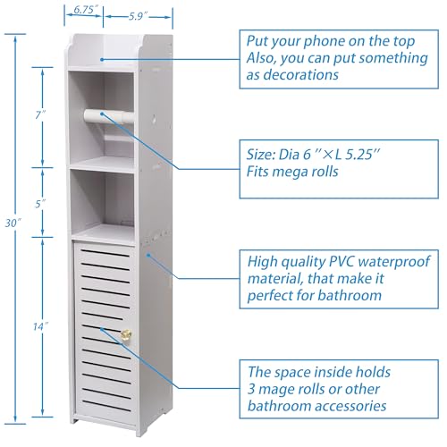 D&Joy Toilet Paper Holder Stand, 4-Tier Bathroom Storage Rack, White K596
