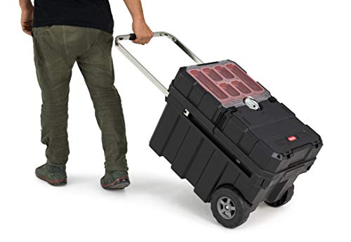 Keter Masterloader Resin Rolling Tool Box with Locking System, Black E51235