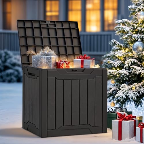 YITAHOME Outdoor Storage Box with Cushion, 120 Gallon, Lockable, Light Brown O374