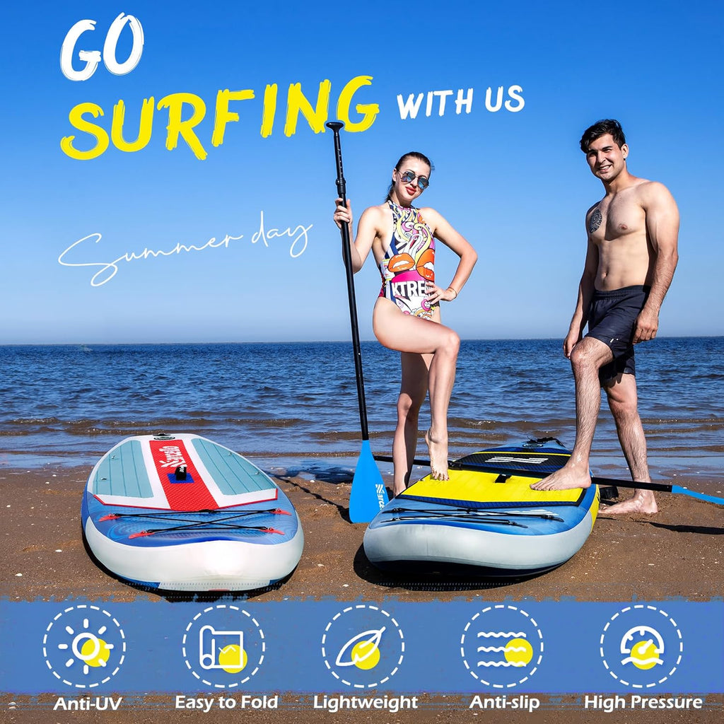Inflatable Stand Up Paddle Board 10.6ft with Pump, Leash & Backpack for Adults J7440