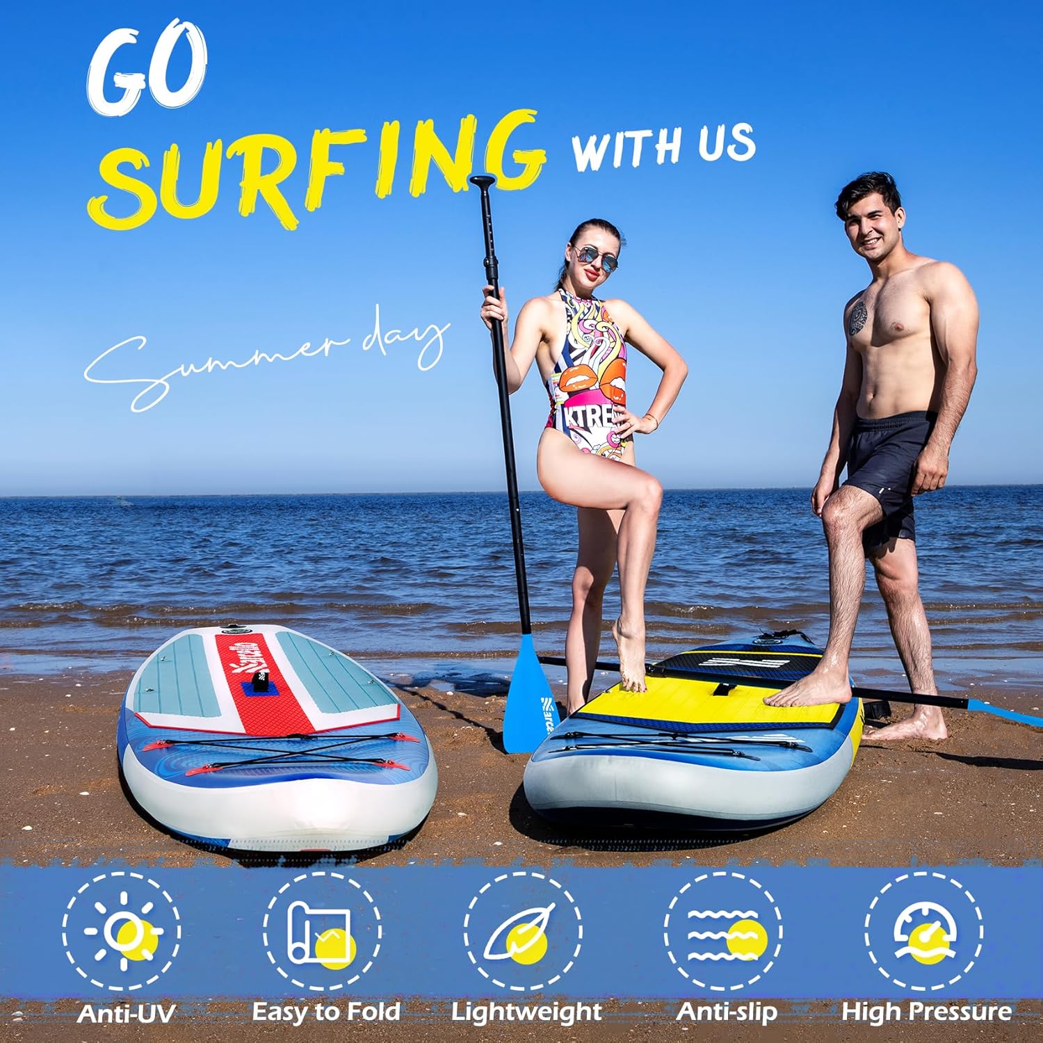 Inflatable Stand Up Paddle Board 10.6ft with Pump, Leash & Backpack for Adults J7440