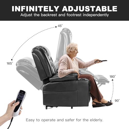 Dual Motor Power Lift Recliner Chair for Elderly with Heat and Massage, Black C981783