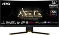 MSI MEG 342C QD OLED, 34" Curved Gaming Monitor, 3440 x 1440 (UWQHD), OLED, 0.1ms, 175Hz, FreeSync Premium, HDR 400, HDMI, DP Port, USB Type C, Tilt, Height